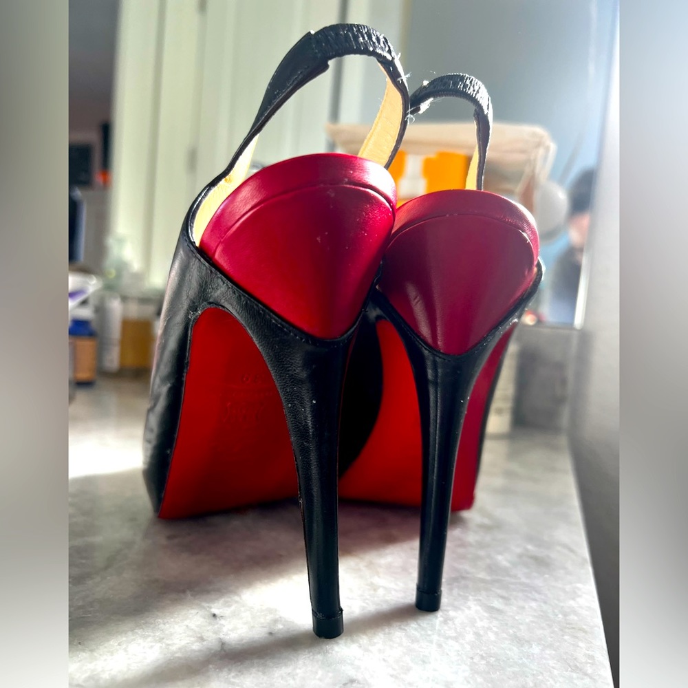 Vintage Christian 👠 Louboutin Lady Peep slingback Size 9 US EU 39